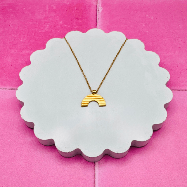 Gold Striped Rainbow Necklace