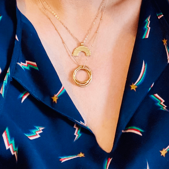 Gold Striped Rainbow Necklace