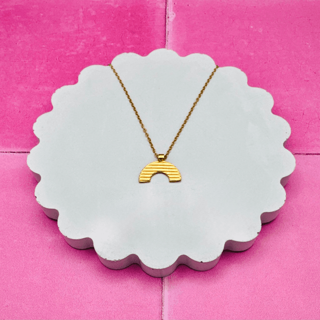 Gold Striped Rainbow Necklace